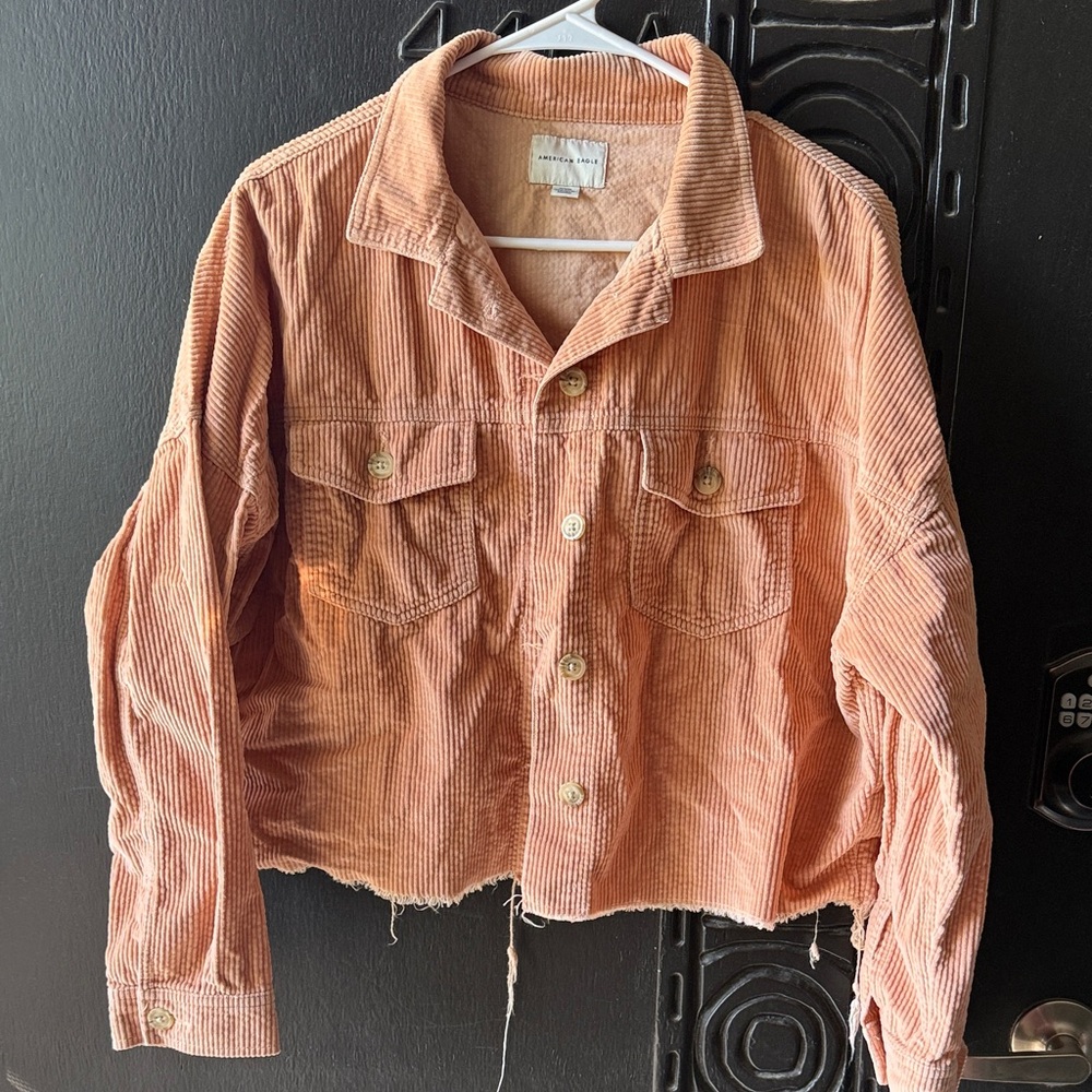 American Eagle Outfitters Women's Corduroy Jacket in Soft Peach